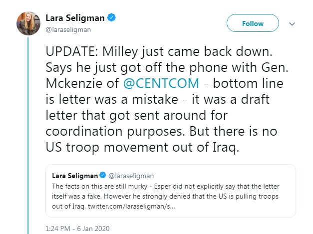 نامه خروج از عراق نباید منتشر می‌شد/ برنامه‌ای برای ترک عراق نداریم