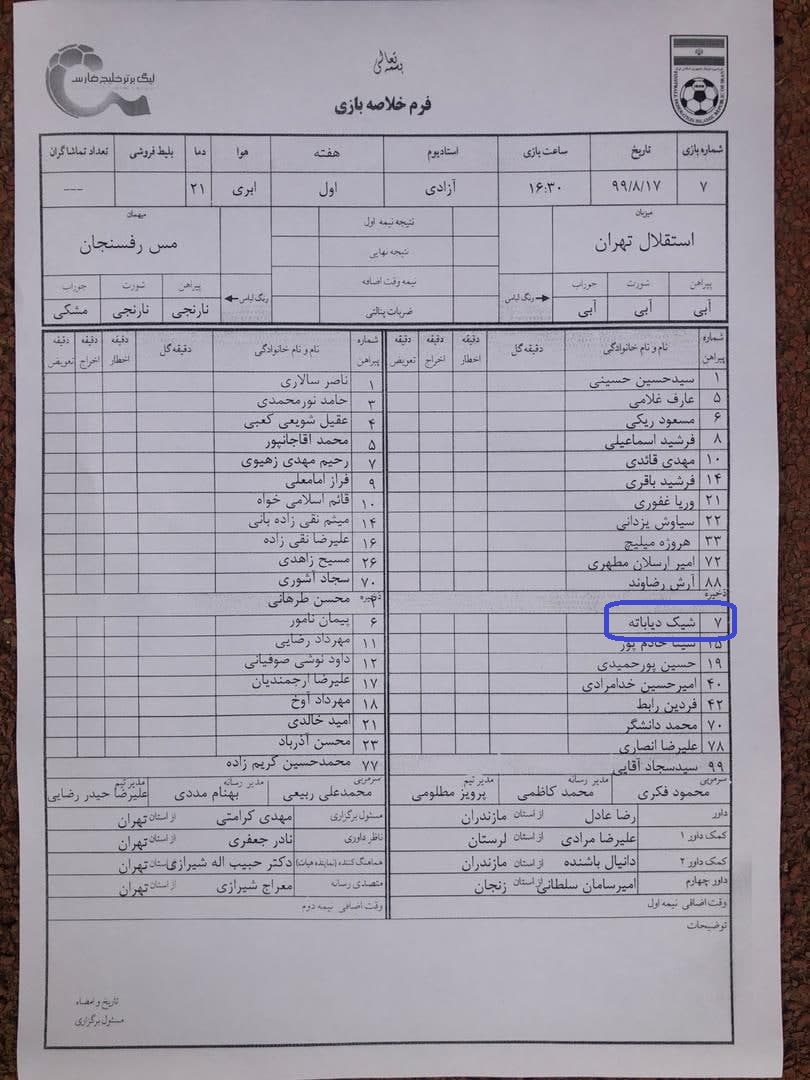 اشتباه عجیب سازمان لیگ؛ شیک دیاباته؟/عکس