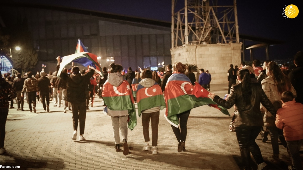 جشن و پایکوبی مردم آذربایجان از آزادسازی شهر شوشا/ عکس