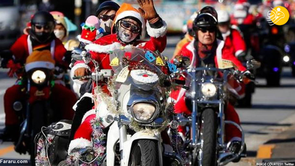 موتورسواری بابانوئل‌ها در محکومیت کودک آزاری/ تصاویر‌