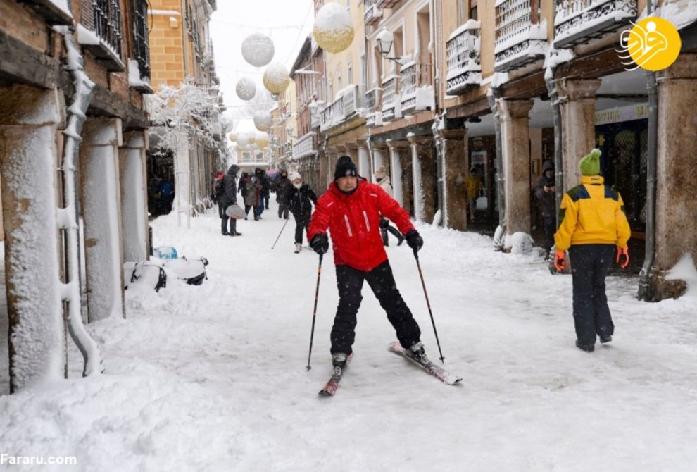 خیابان‌های مادرید پیست اسکی شد!/ تصاویر