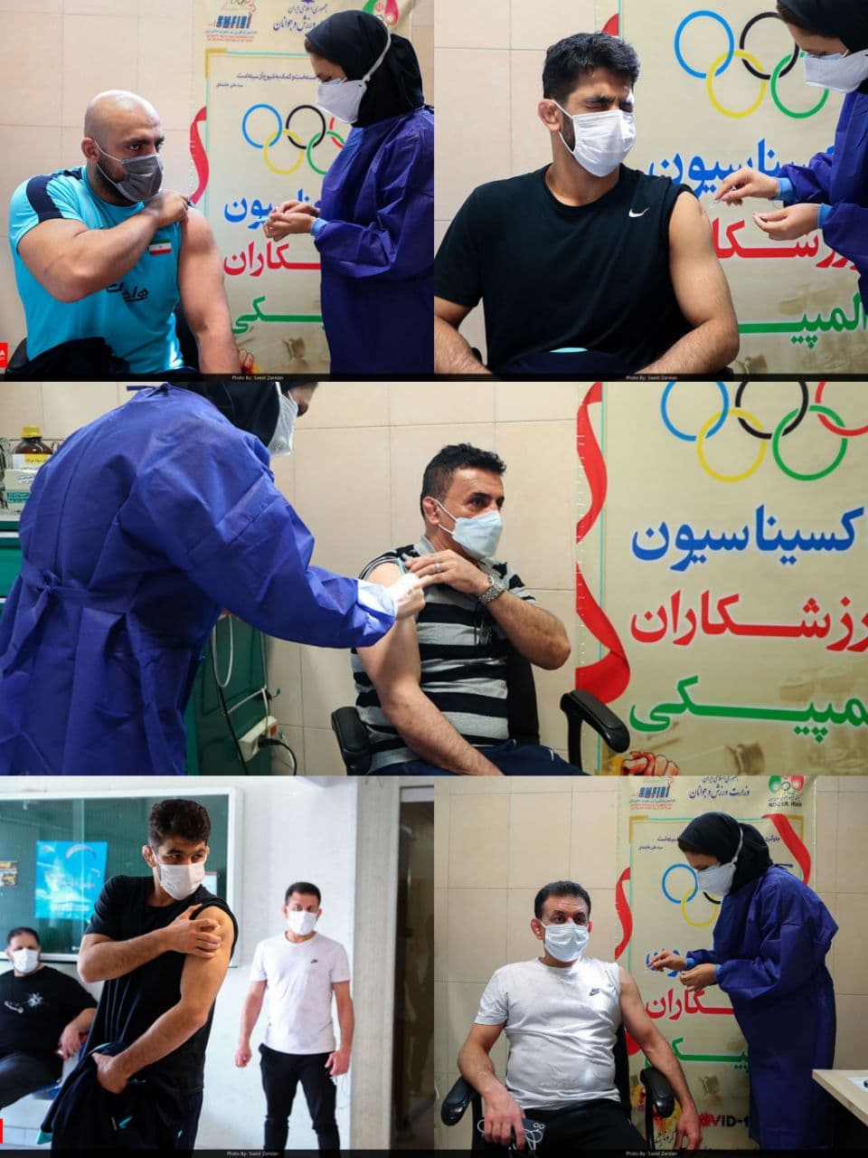 چهره جالب حسن یزدانی هنگام تزریق واکسن/عکس