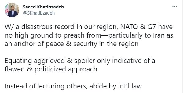 خطیب‌زاده: به جای خطابه خواندن به قوانین بین‌المللی پایبند باشید