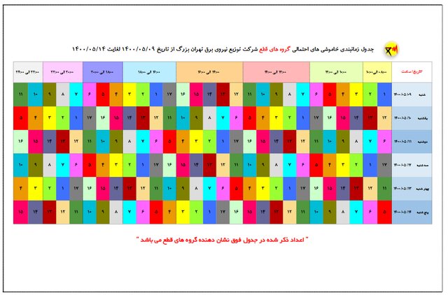 جداول جدید خاموشی‌های تهران منتشر شد