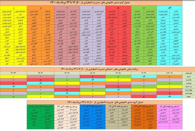 برنامه خاموشی‌های اصفهان در هفته سوم مرداد ماه