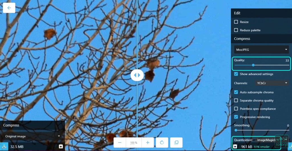 کاهش حجم عکس از ۳۲ مگابایت به ۹۰۰ کیلوبایت