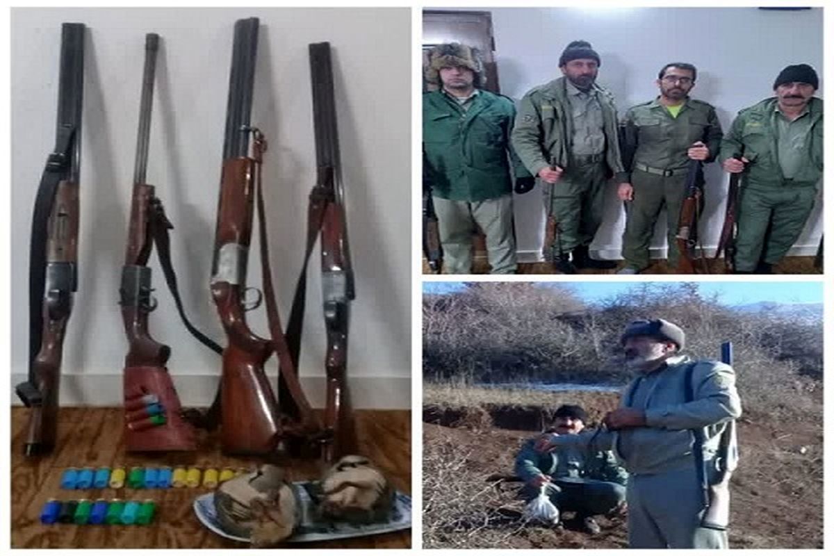 کشف و ضبط جهار قبضه سلاح شکاری به همراه لاشه دو قطعه کبک در سیاهکل