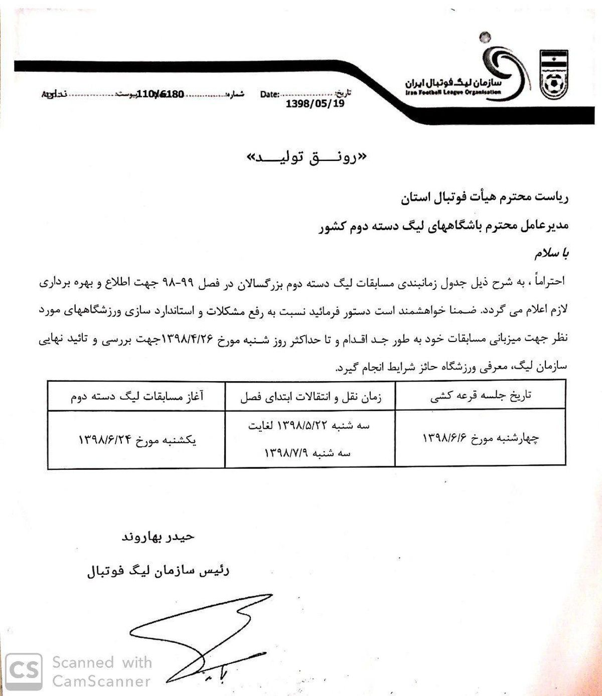 در لیگ 2هم استادیوم ها باید استاندارد سازی شوند