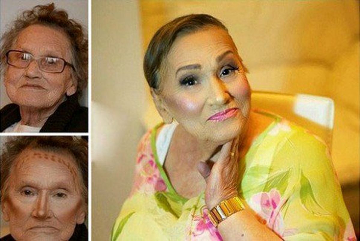 تغییر باورنکردنی پیرزن 80 ساله بعد آرایش