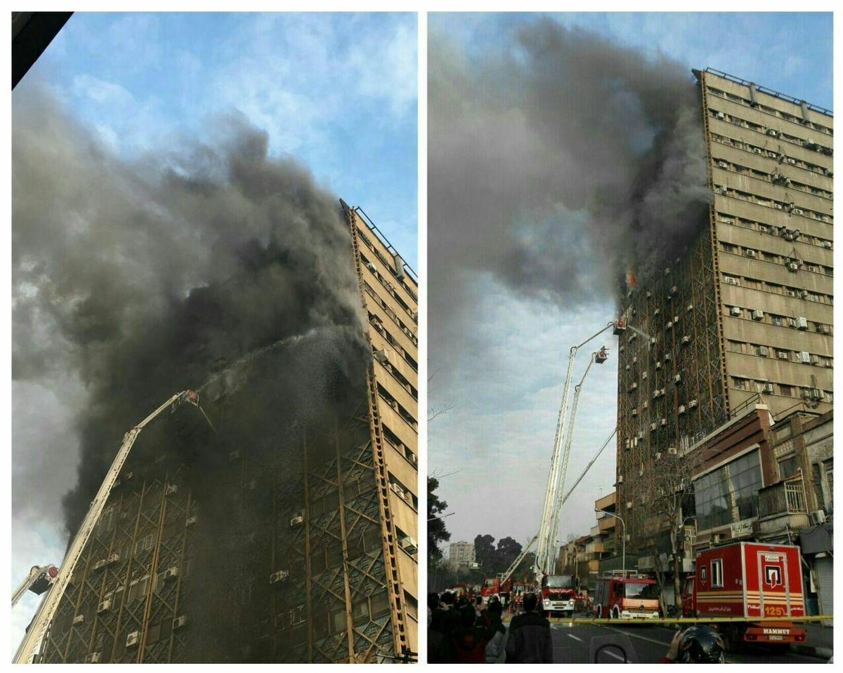 لحظه‌ای دیگر از فروریختن ساختمان پلاسکو/ شائبه امنیتی بودن حادثه صحت ندارد