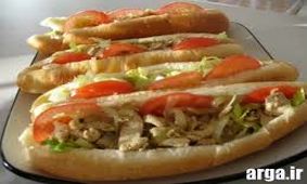 دستور تهیه ساندویچ مرغ و سبزیجات با پنیر