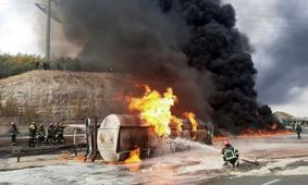 واژگونی تانکر سوخت قربانی گرفت