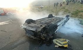 ۲ کشته در حادثه واژگونی ۲۰۶ در جاده فولاد آلیاژی یزد