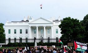 حصارکشی بی‌سابقه اطراف کاخ سفید به خاطر نگرانی از تظاهرات طرفداران فلسطین

