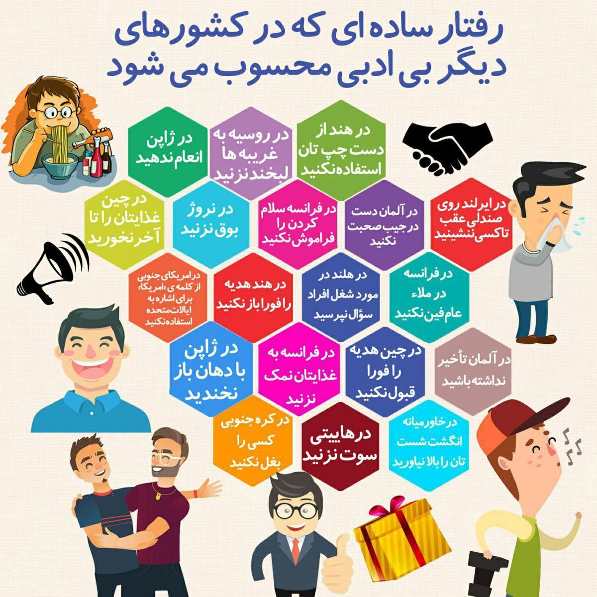 رفتارهای ساده ای که در کشورهای دیگر بی‌ادبی محسوب می شود