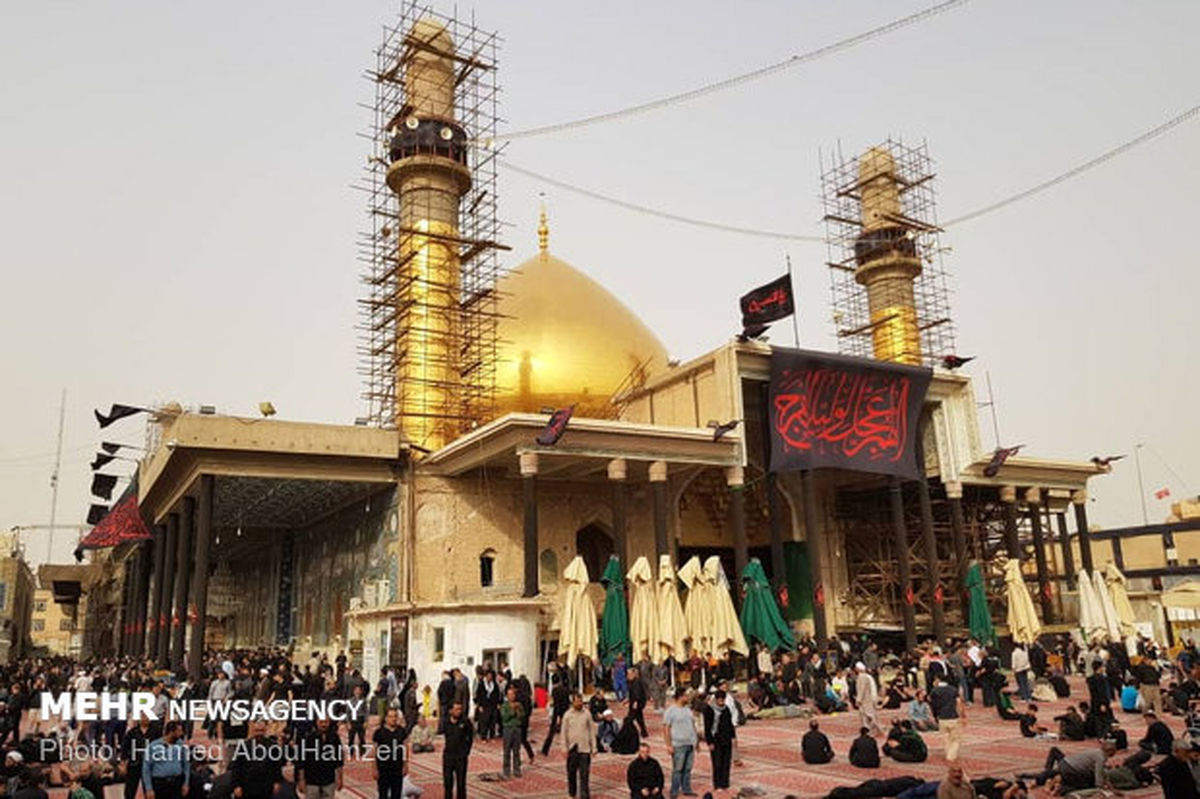 اتمام سنگ فرش باب القبله حرم مطهر امامین عسکریین (ع)