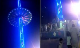 لحظه سقوط وحشتناک چرخ و فلک در پارک/ ویدئو