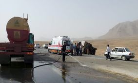 ۶ کشته و زخمی در برخورد سه تریلر در محور ریگان - ایرانشهر